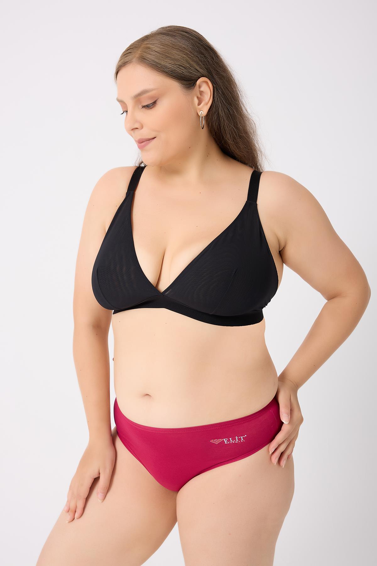 3Lü Adet Vişne Çürüğü Rengi Pamuklu Bayan Bikini