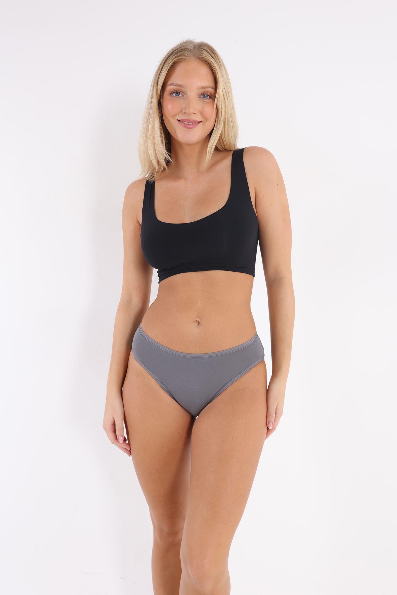 3Lü Füme Rengi Pamuklu Bayan Bikini