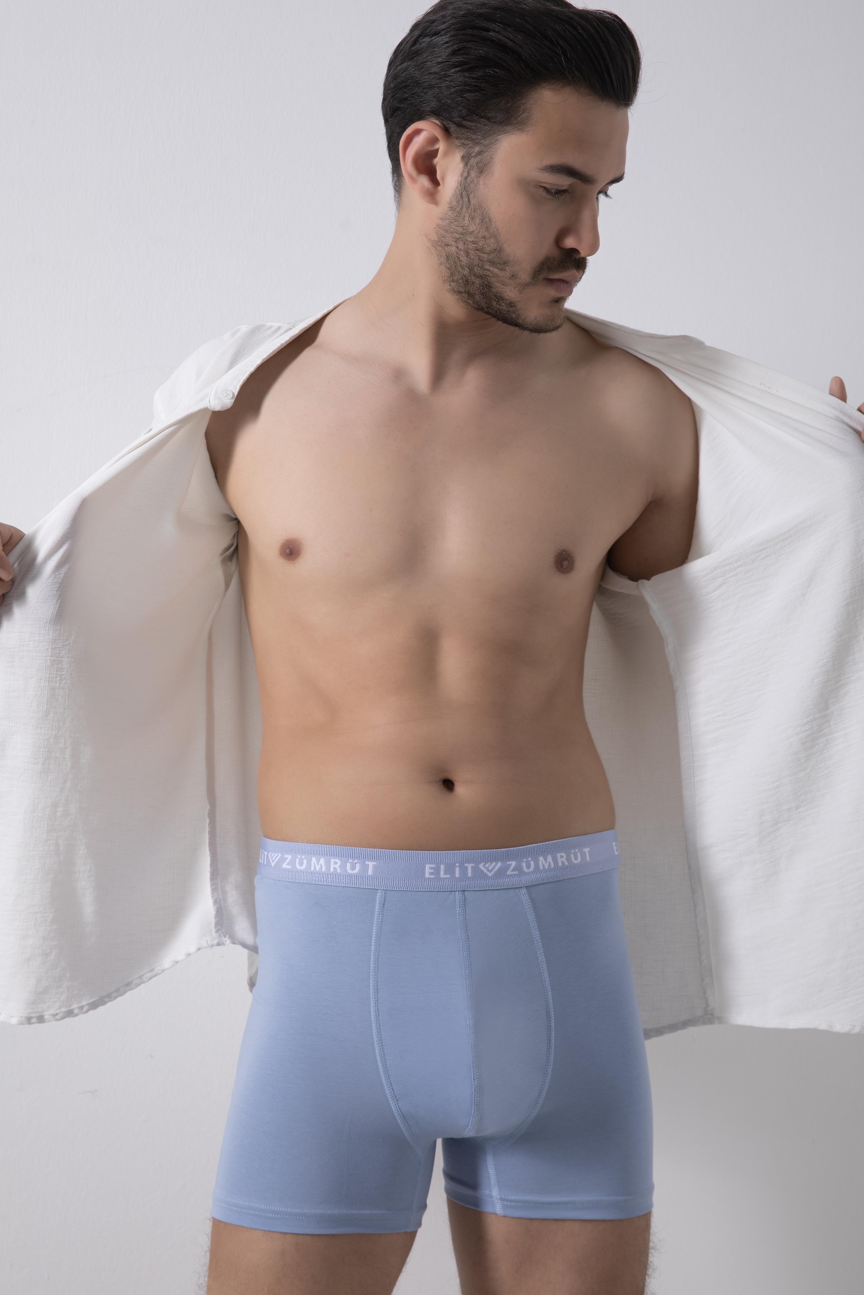 Erkek Açık Mavi Pamuklu Yazılı Lastikli Boxer 3Lü Paket