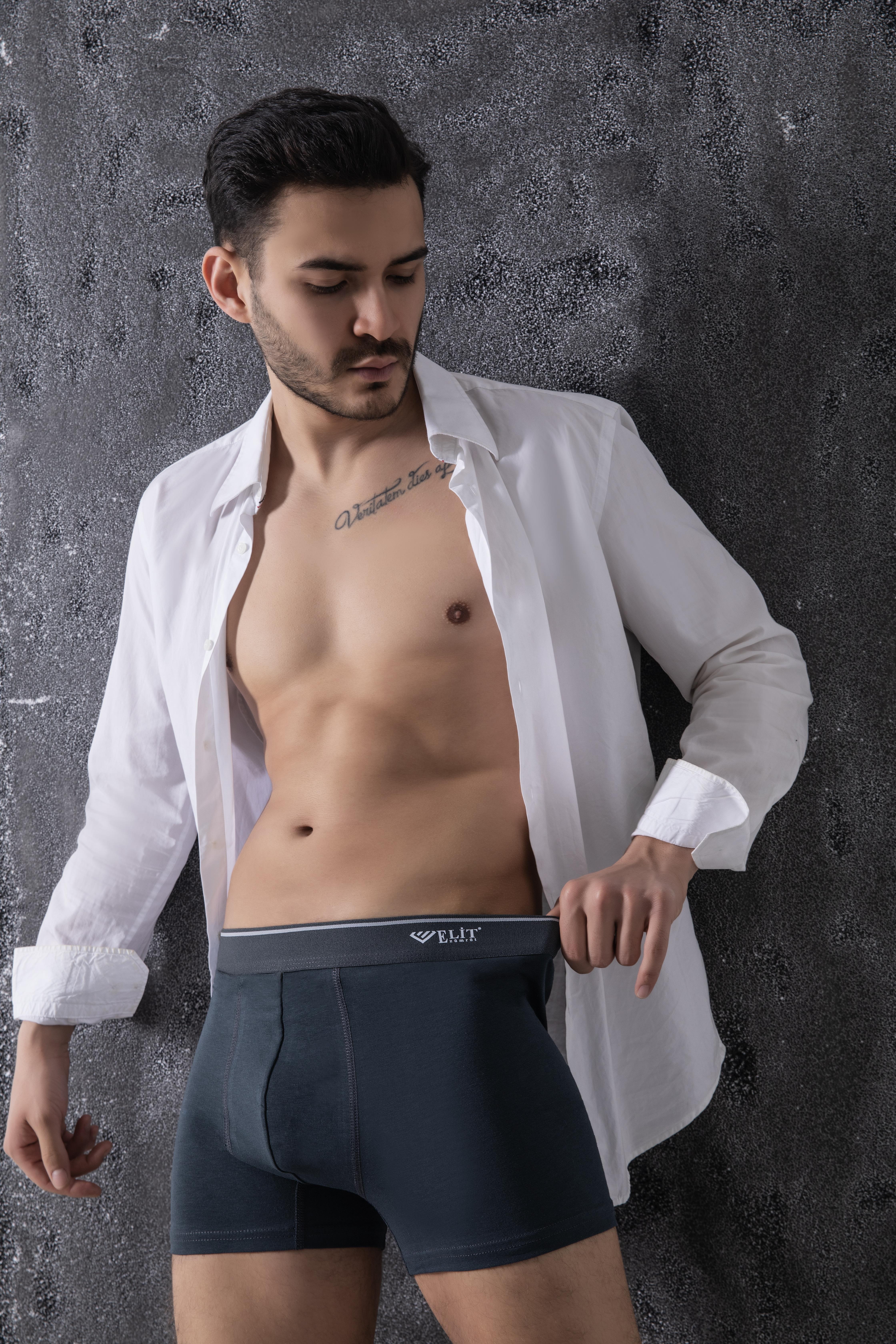 Erkek Füme Pamuklu Likralı Boxer 3Lü Paket