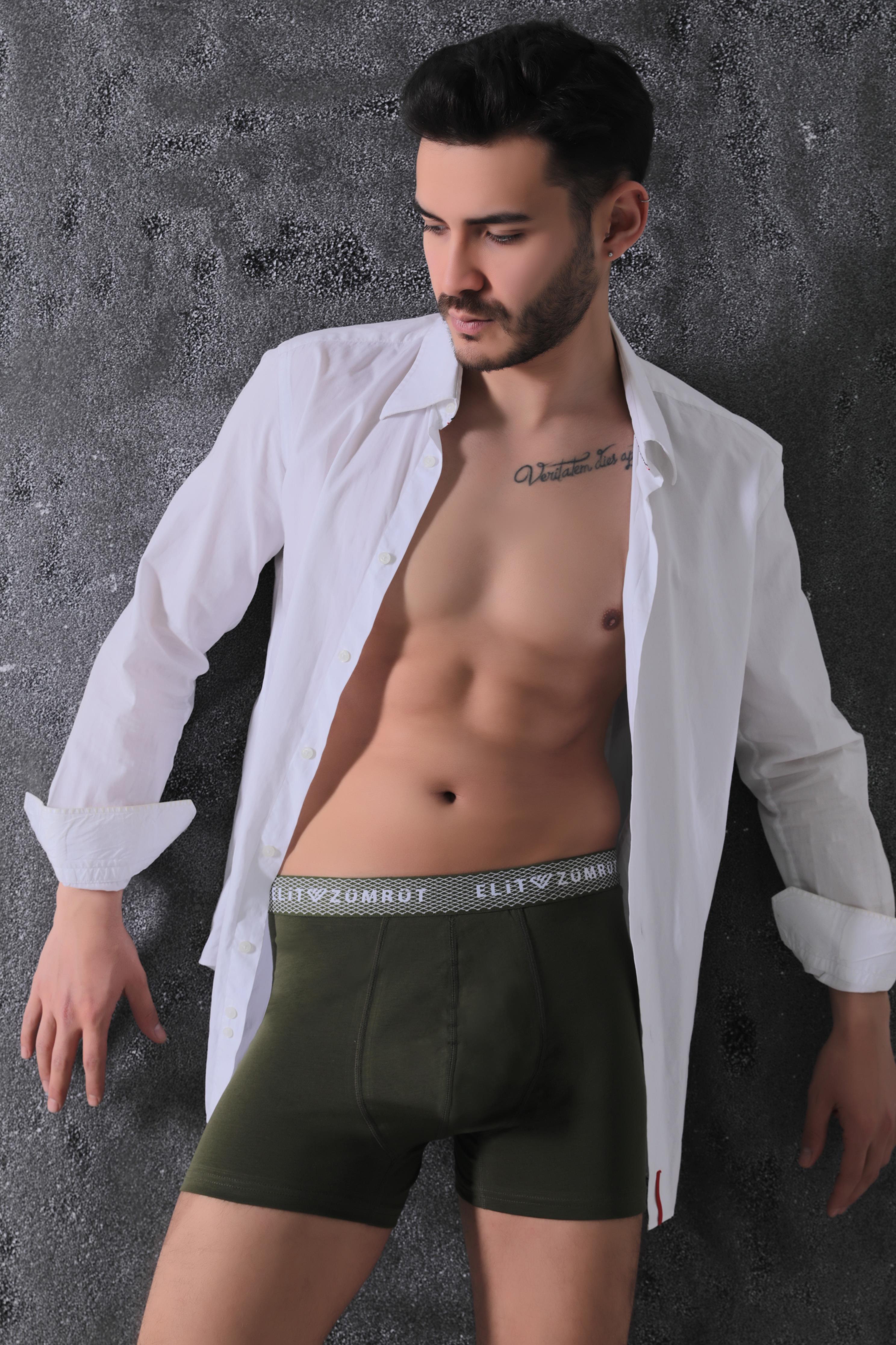 Erkek Pamuklu Likralı Boxer Baklava Lastikli 3Lü Paket
