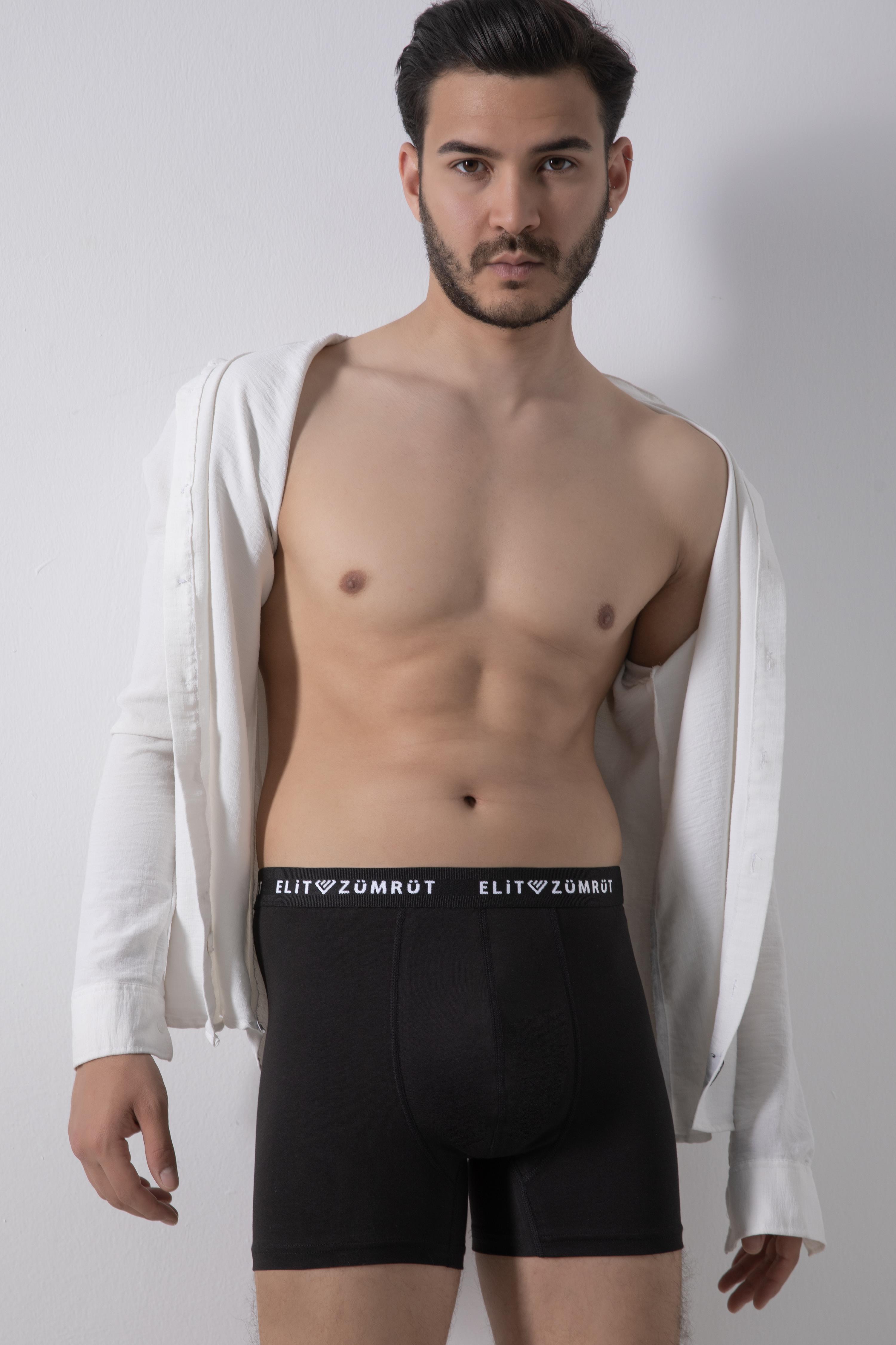 Erkek Siyah Pamuklu Yazılı Lastikli Likralı Boxer 3Lü Paket