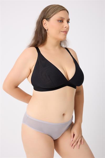 3Lü Adet Gri Rengi Pamuklu Bayan Bikini