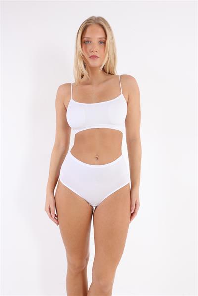 3Lü Adet Beyaz Rengi Yüksek Bel Bayan Bato