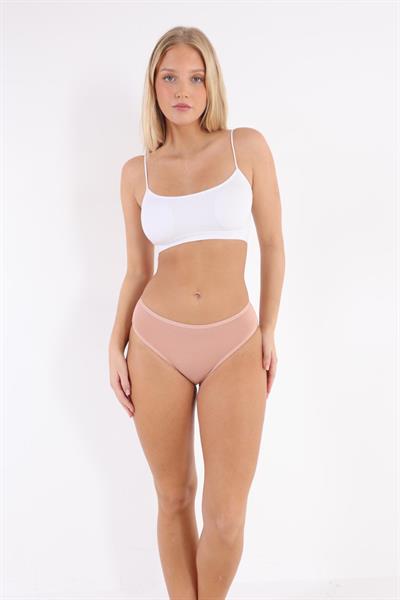 3Lü Krem Rengi Pamuklu Bayan Bikini