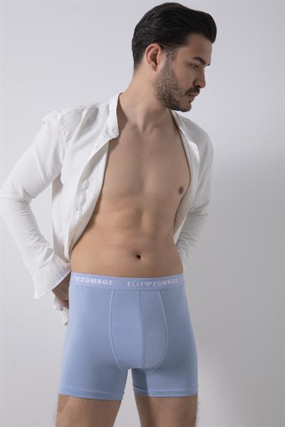 Erkek Açık Mavi Pamuklu Yazılı Lastikli Boxer 3Lü Paket