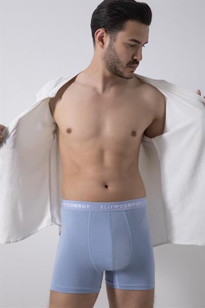 Erkek Açık Mavi Pamuklu Yazılı Lastikli Boxer 3Lü Paket