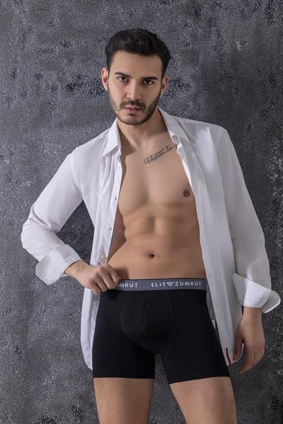 Erkek Baklava Lastikli Siyah Pamuklu Boxer 3Lü Paket