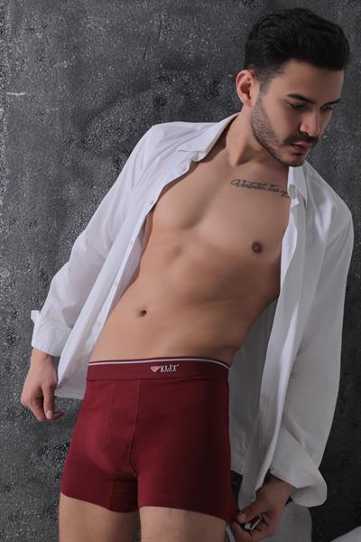 Erkek Bordo Pamuklu Likralı Boxer 3Lü Paket
