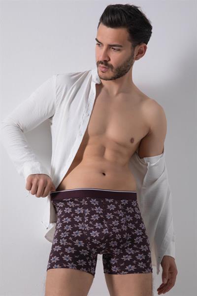 Erkek Düz Lastikli Pamuklu Desenli Boxer 3Lü Paket