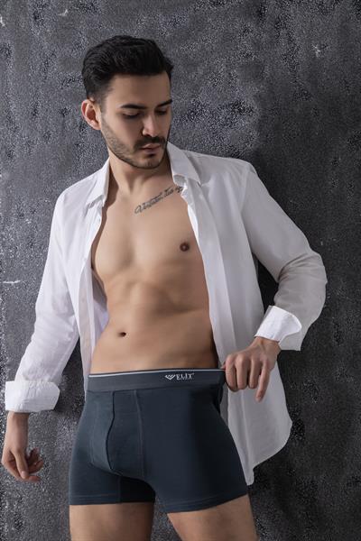 Erkek Füme Pamuklu Likralı Boxer 3Lü Paket