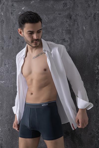 Erkek Füme Pamuklu Likralı Boxer 3Lü Paket