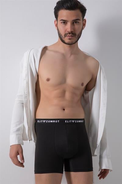 Erkek Siyah Pamuklu Yazılı Lastikli Likralı Boxer 3Lü Paket