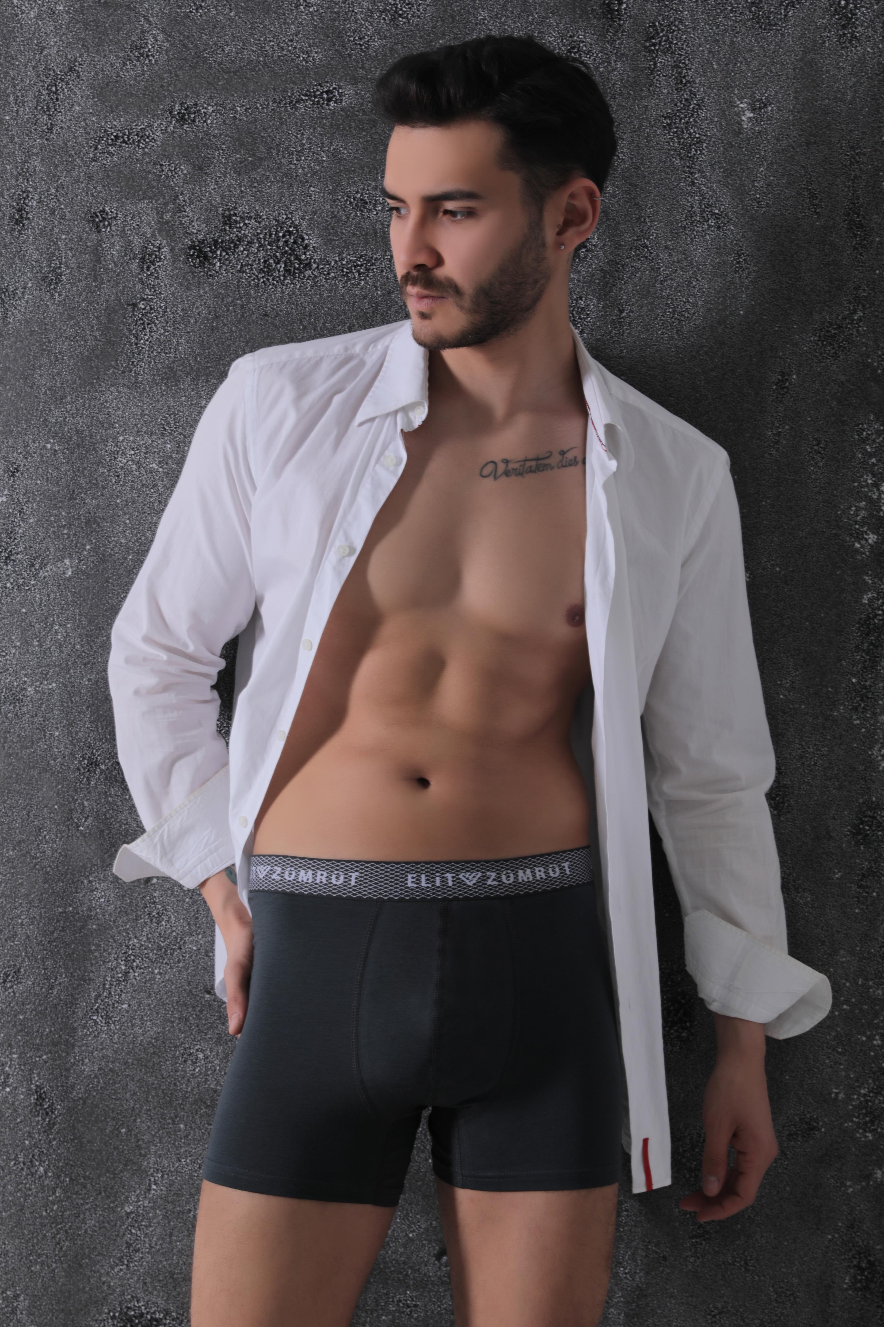 Erkek Baklava Lastikli Pamuklu Likralı Boxer 3'Lü Paket