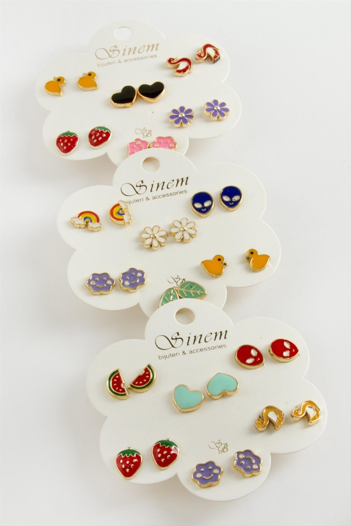 12 Adet Karışık Mineli Küpe