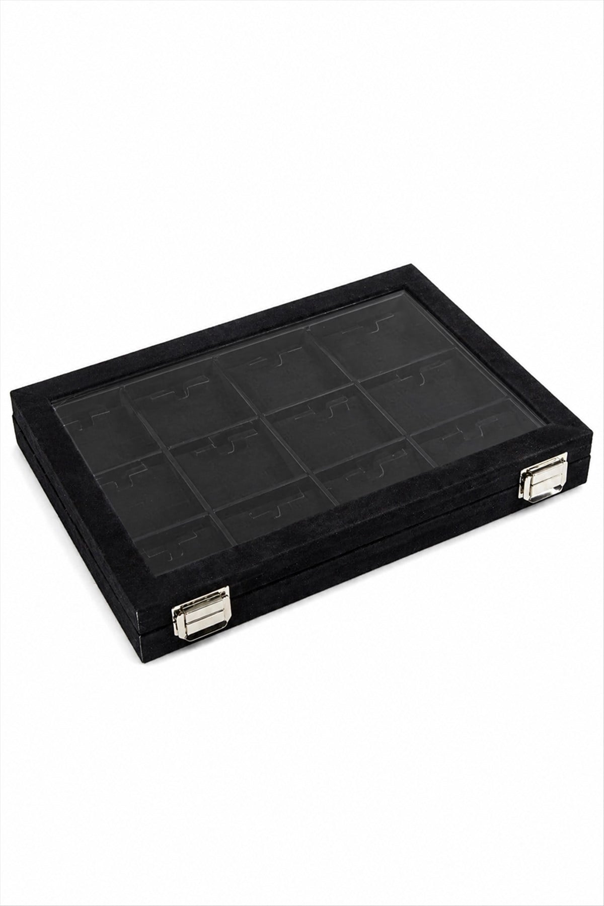 12 Bölmeli Cam Kapaklı Anfora Kumaş Set Kolye Standı 24*34 cm