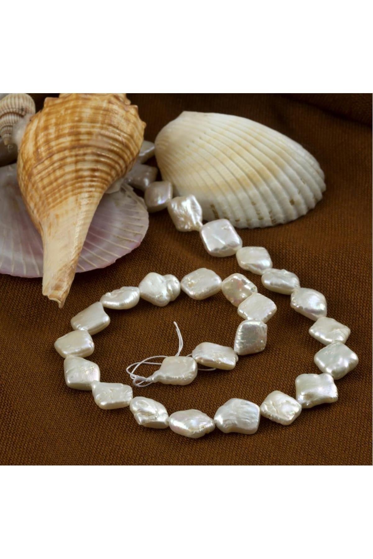 1,2 cm Kare İnci-Beyaz