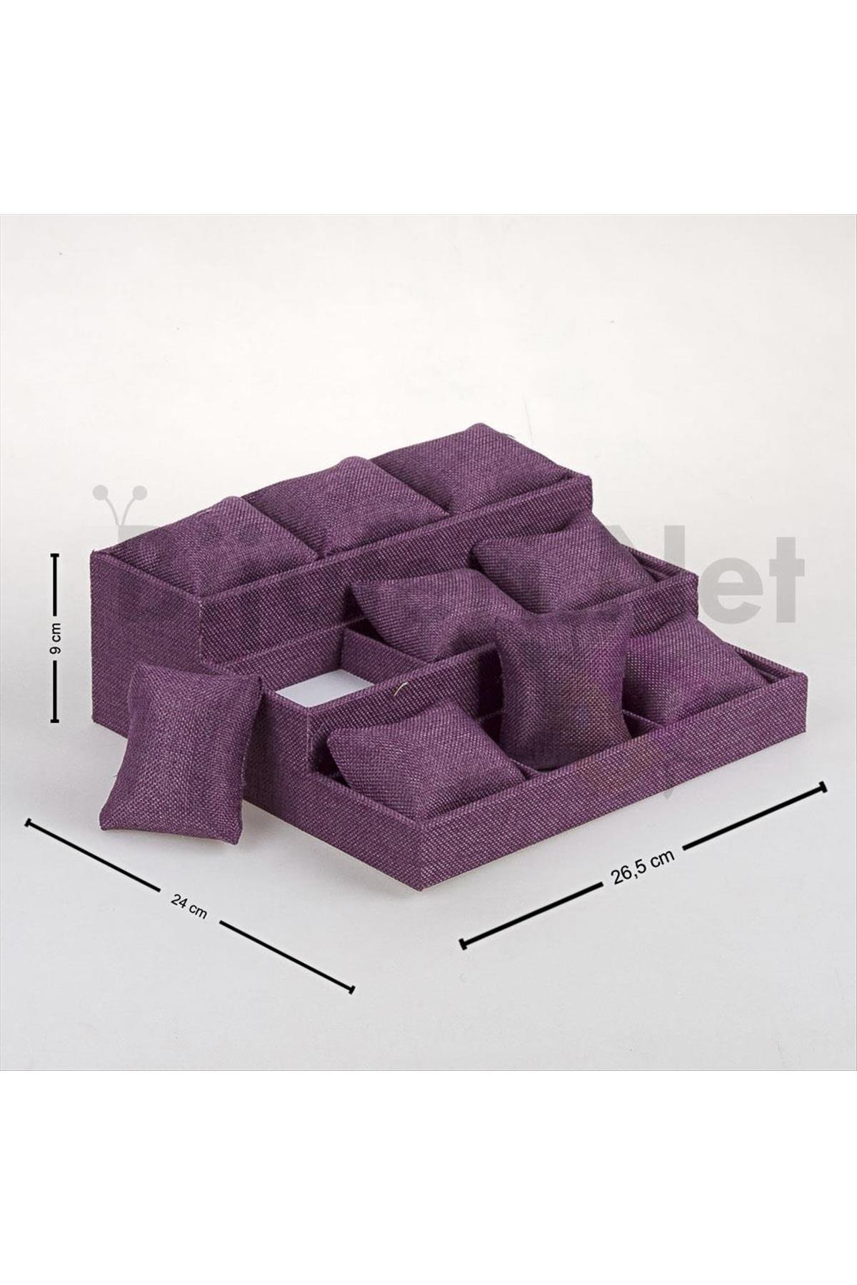 3 Basamaklı Keten Kumaş Yastıklı Stand