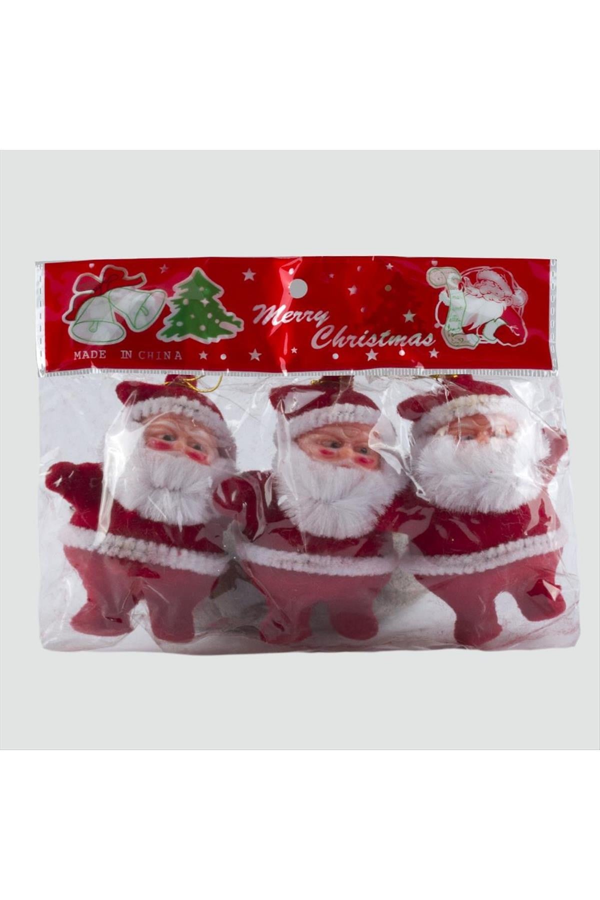 3 lü Noel Baba Yılbaşı Ağaç Süsü - Kırmızı