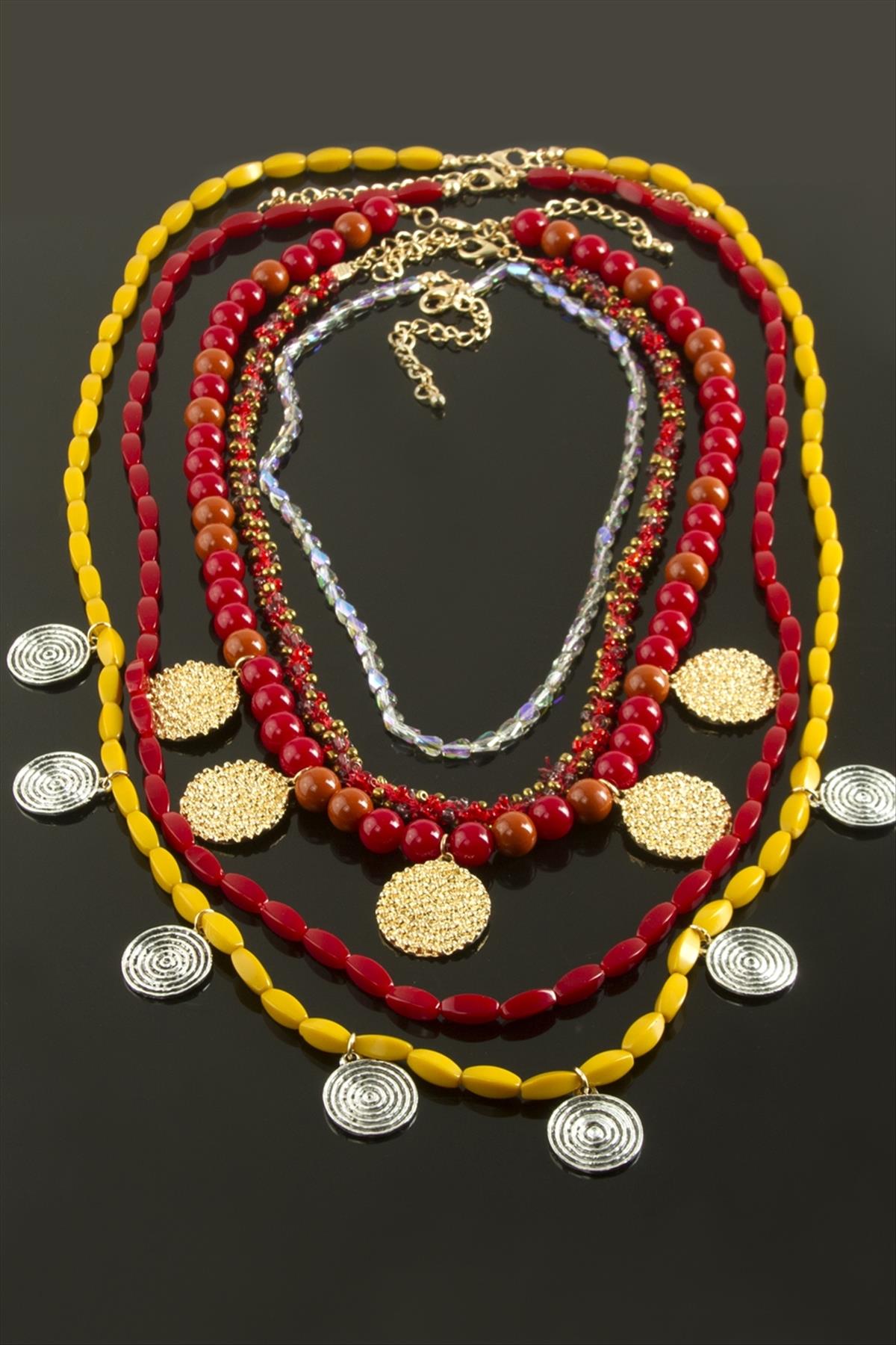 5 Adet Para Etnik Lüks Yaka Kolye