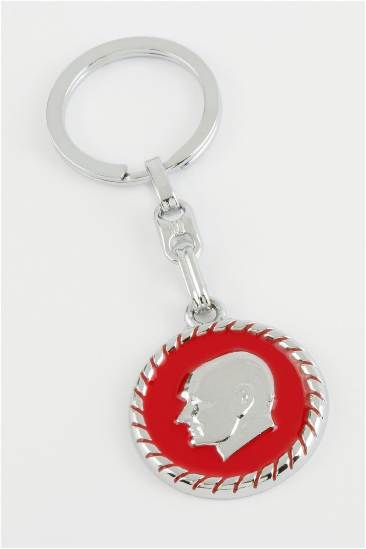 Atatürk Metal Anahtarlık-Gümüş Rengi
