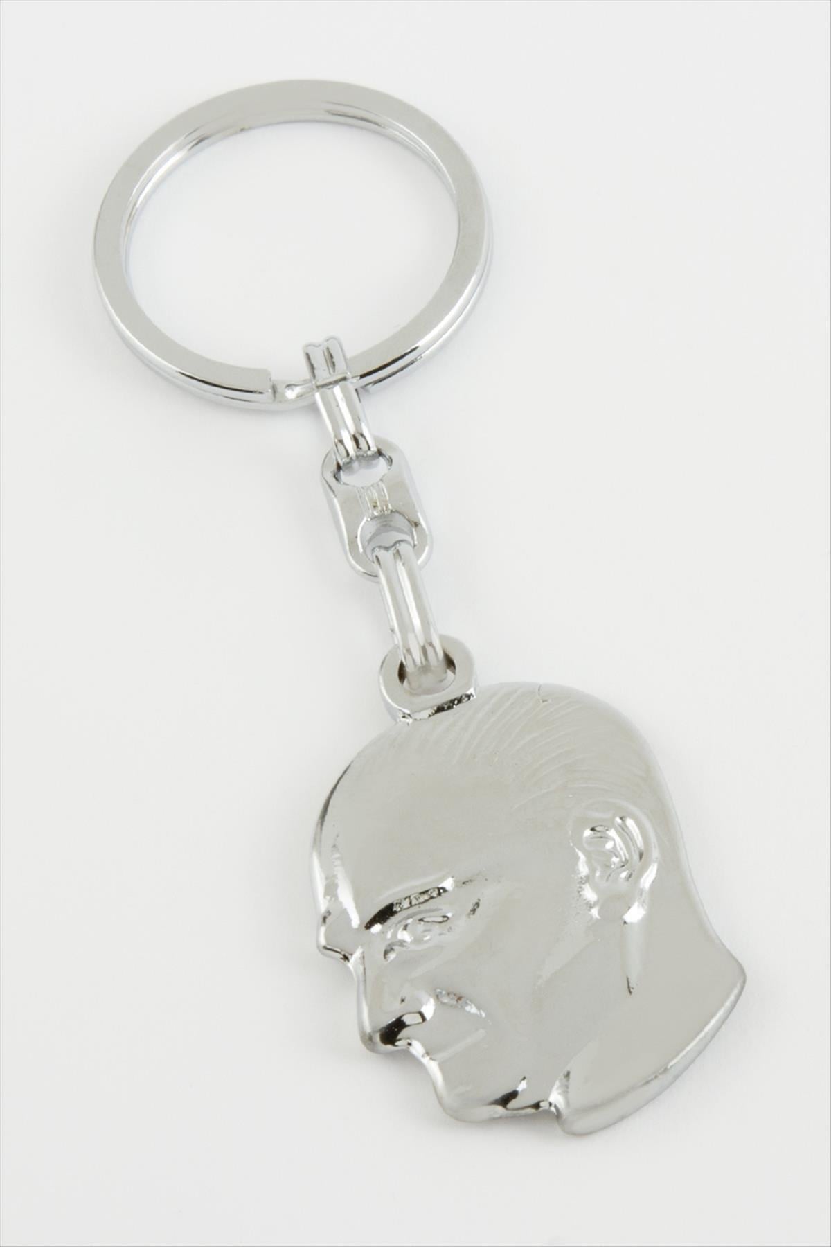 Atatürk Metal Anahtarlık-Gümüş Rengi
