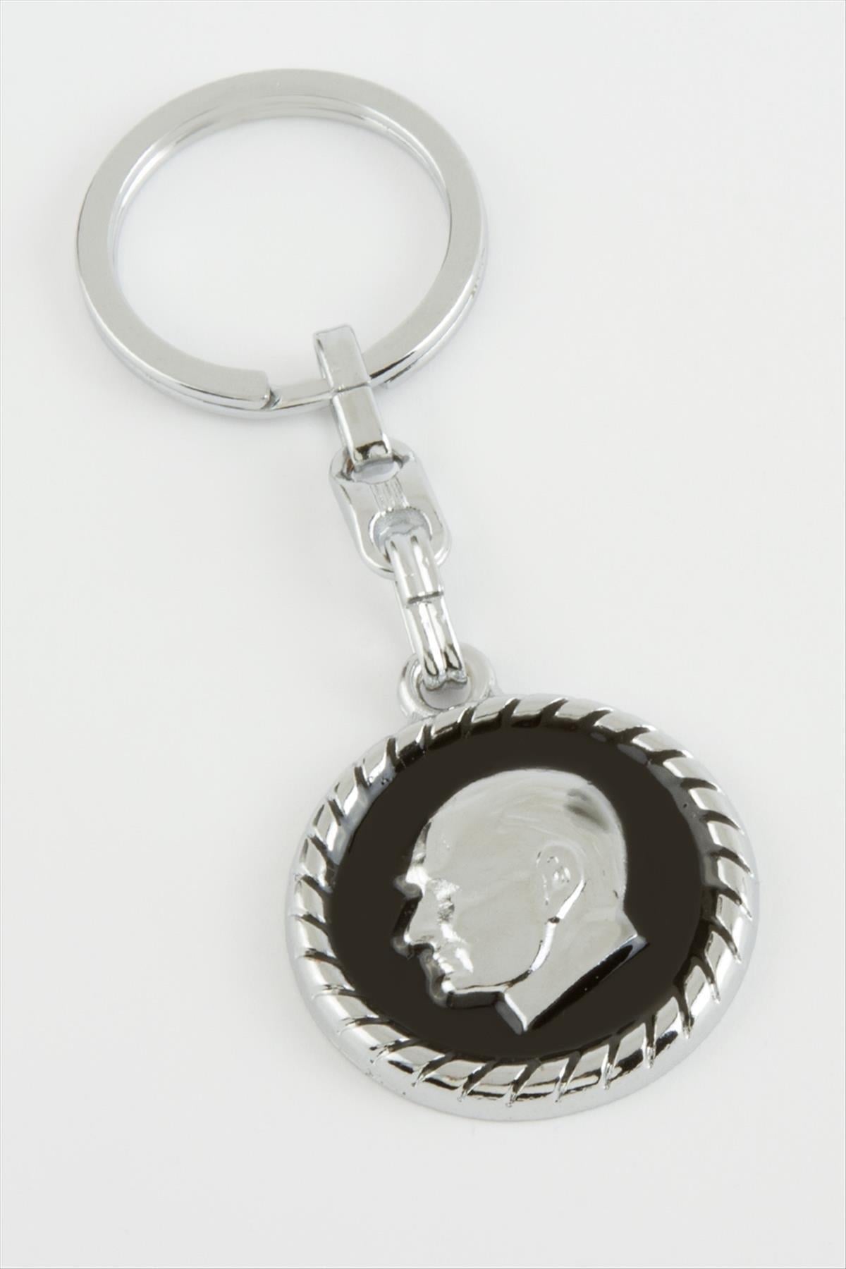 Atatürk Metal Anahtarlık-Gümüş Rengi