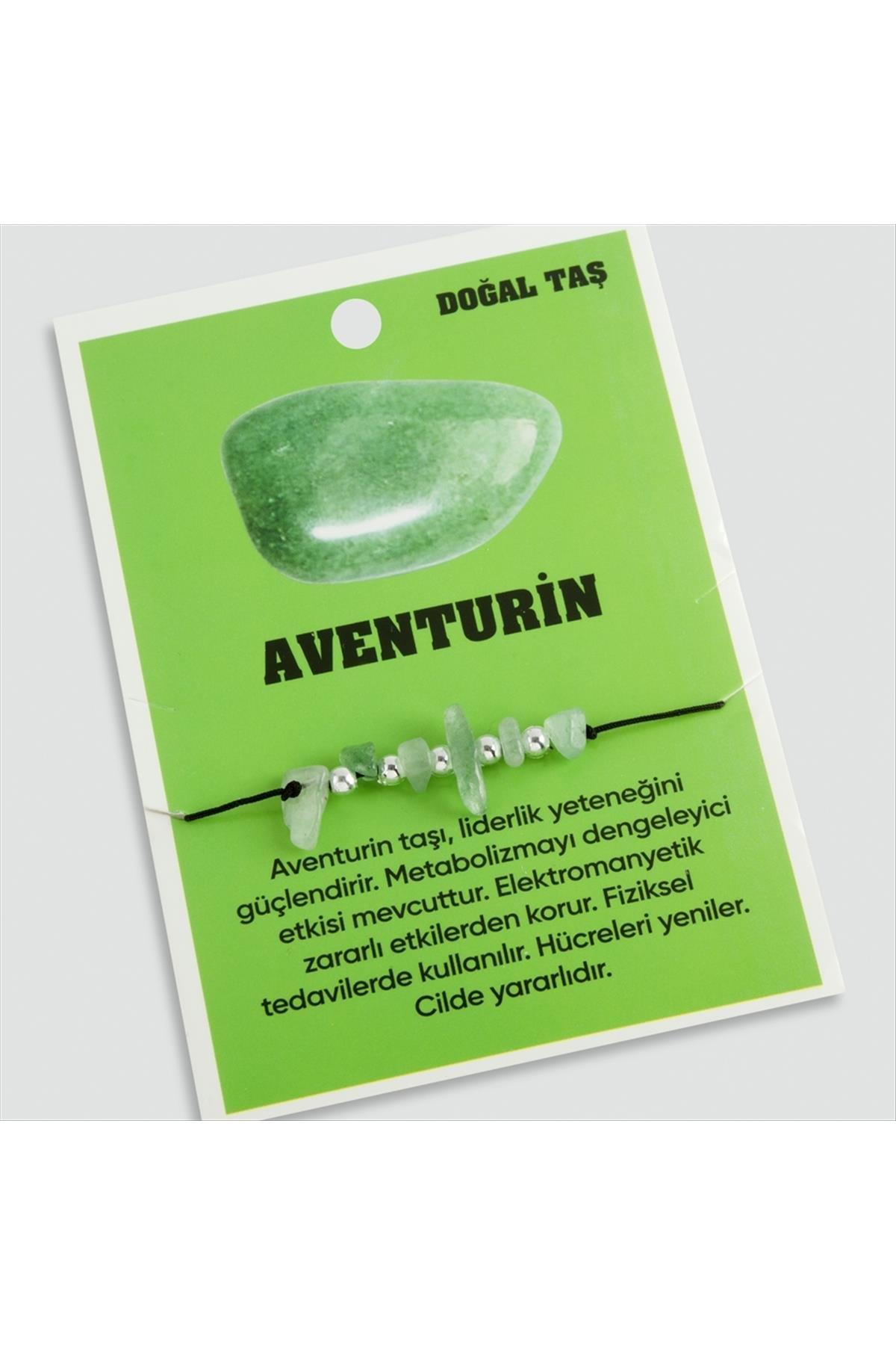 Aventurin Doğaltaşlı İp Bileklik-Yeşil