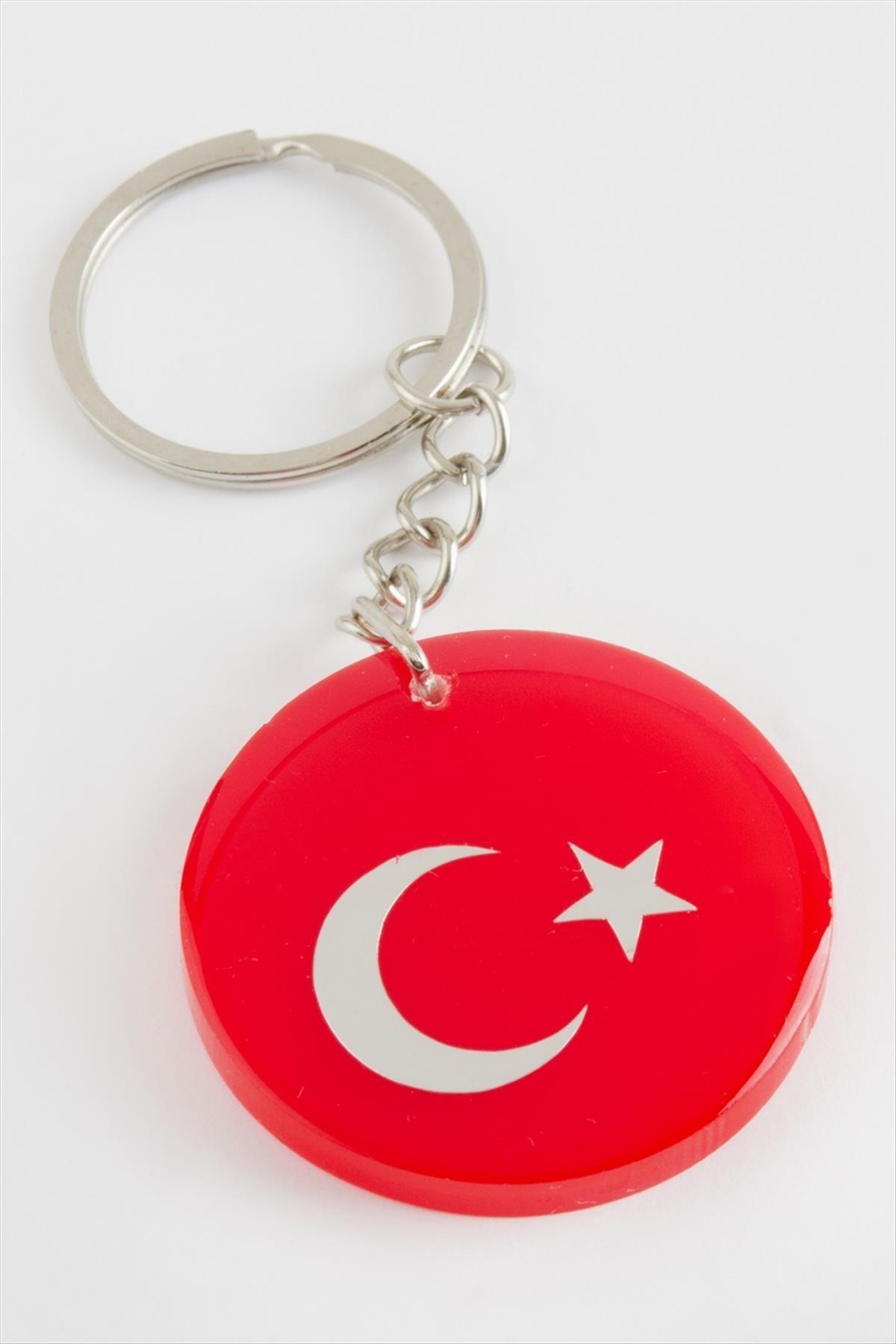 Ay Yıldız Epoksi Anahtarlık-Gümüş Rengi