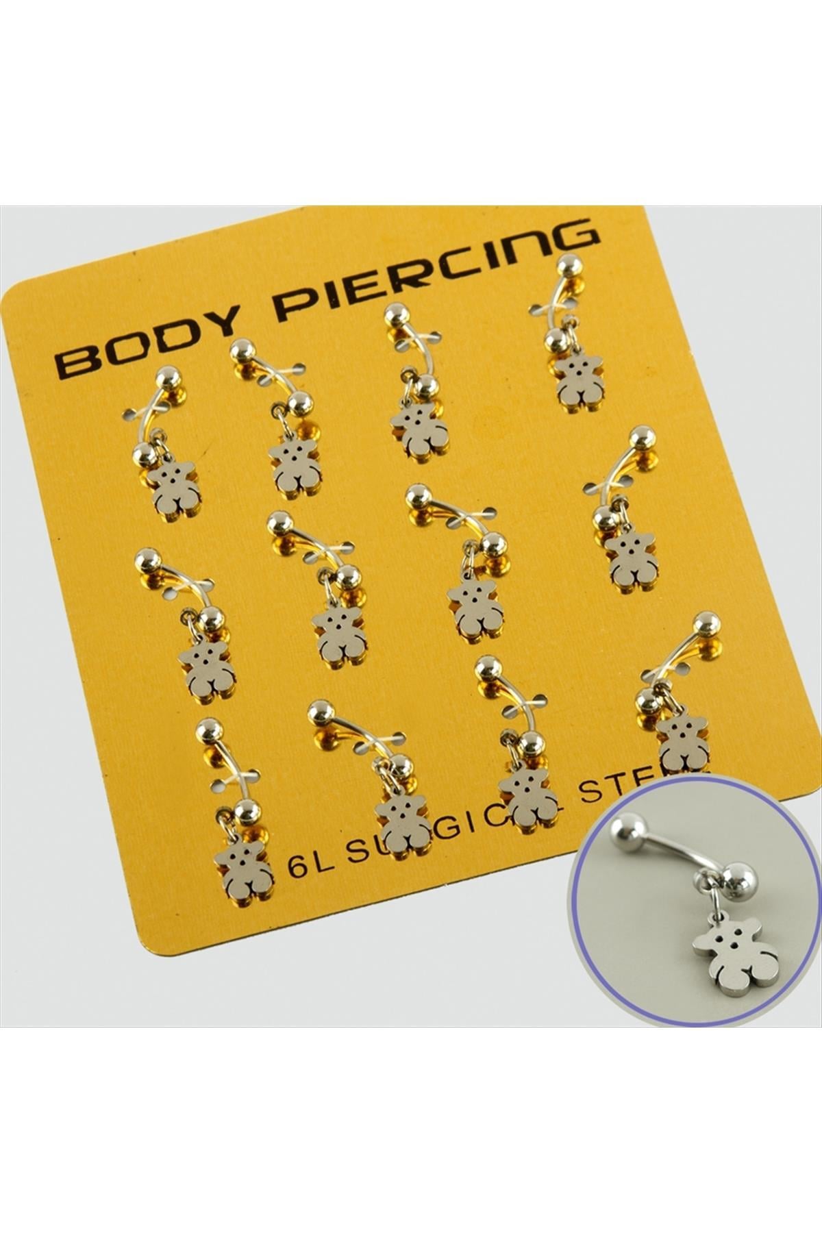 Ayıcık Çelik Piercing 1 Adet - Gümüş Rengi