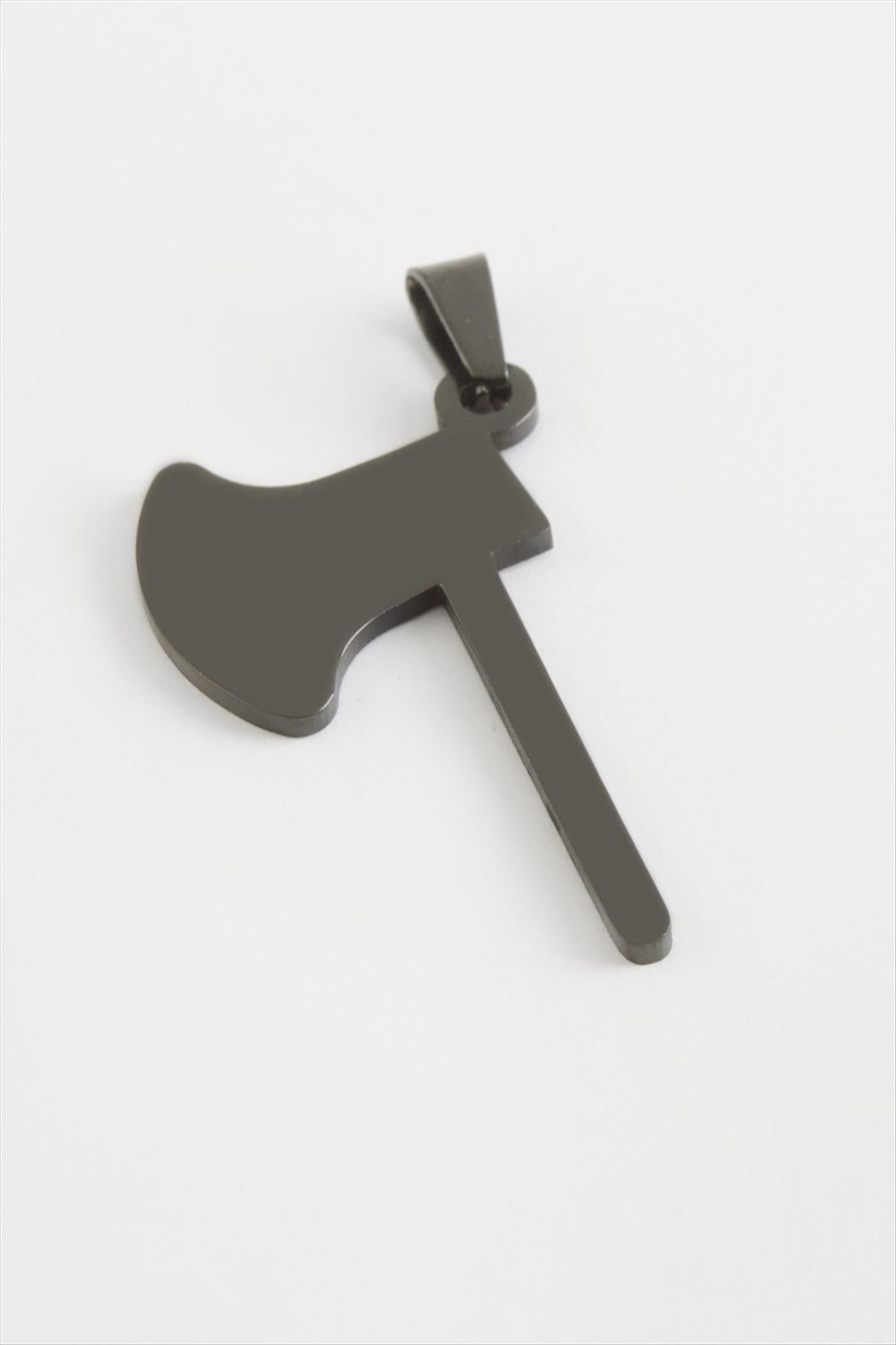 Balta Çelik Kolye Ucu 4 cm-Siyah