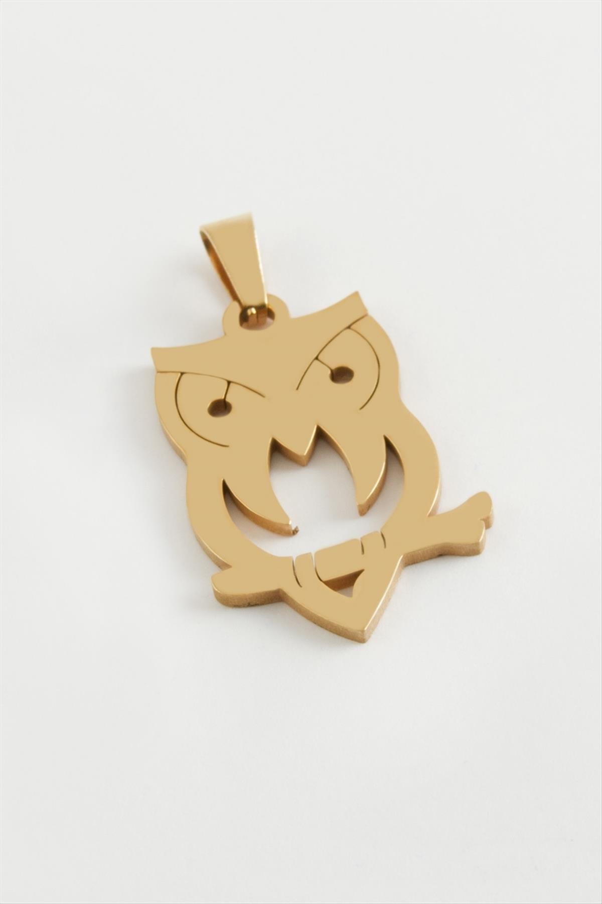 Baykuş Çelik Kolye Ucu 3 cm
