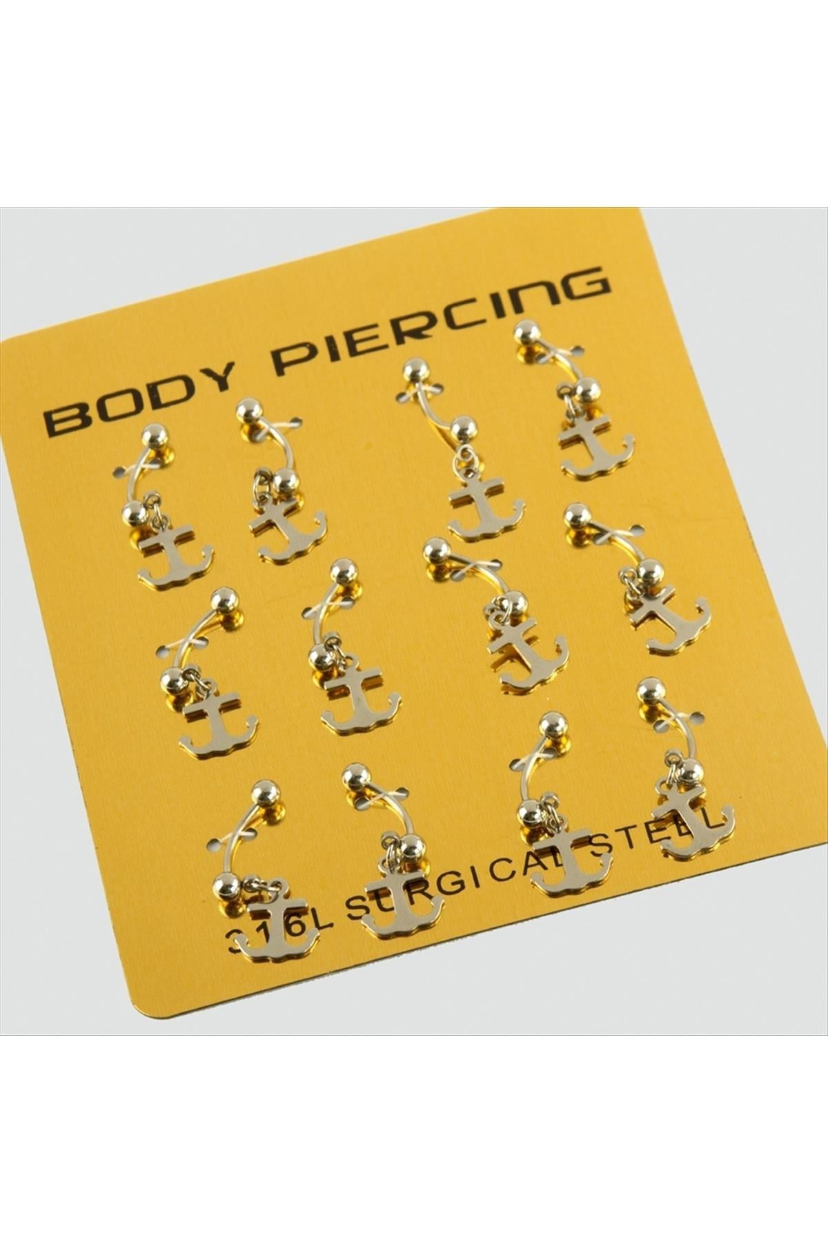 Çapa Çelik Piercing 1 Adet-Gümüş Rengi