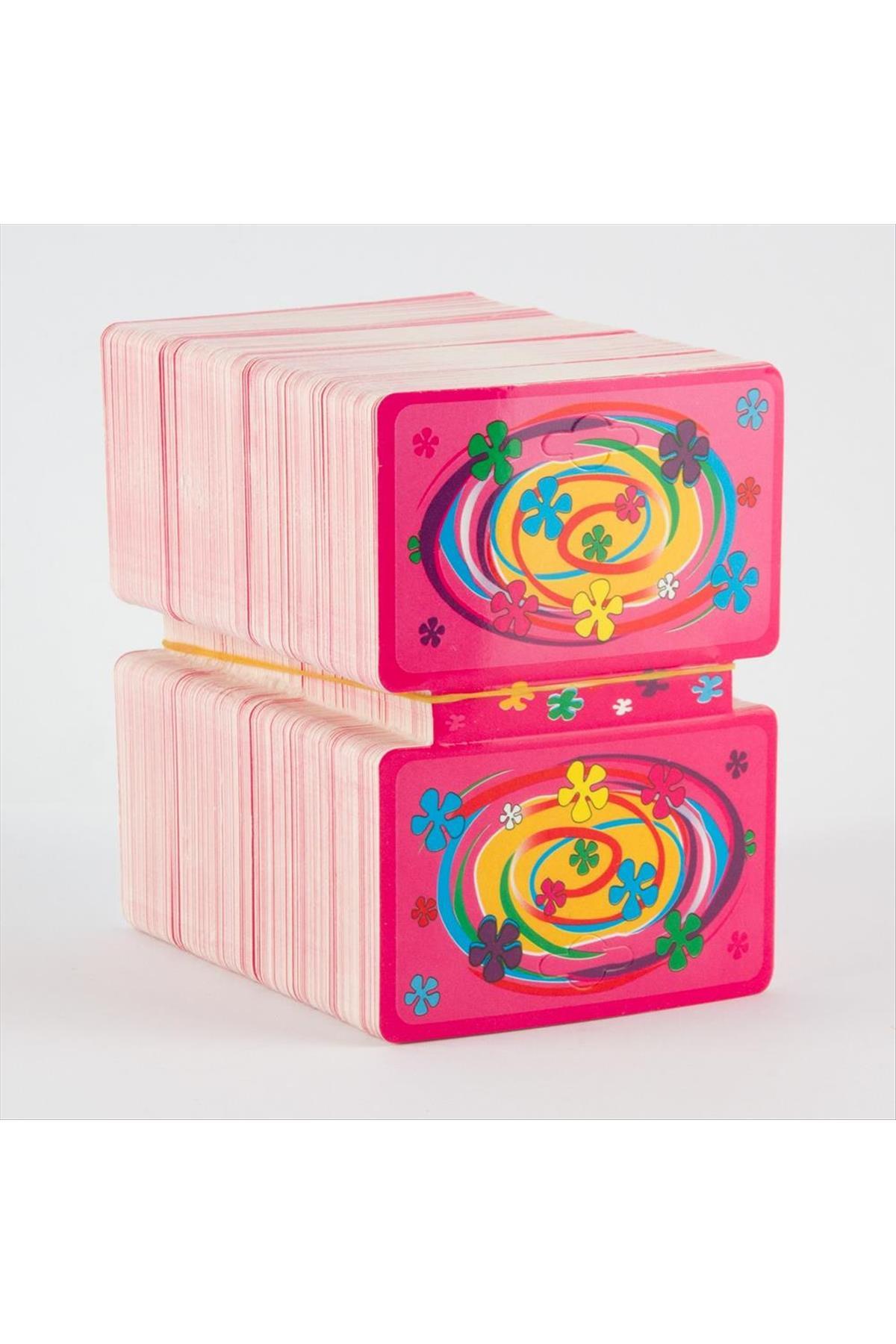 Çiçek Desenli Kolye Kartı-Pembe