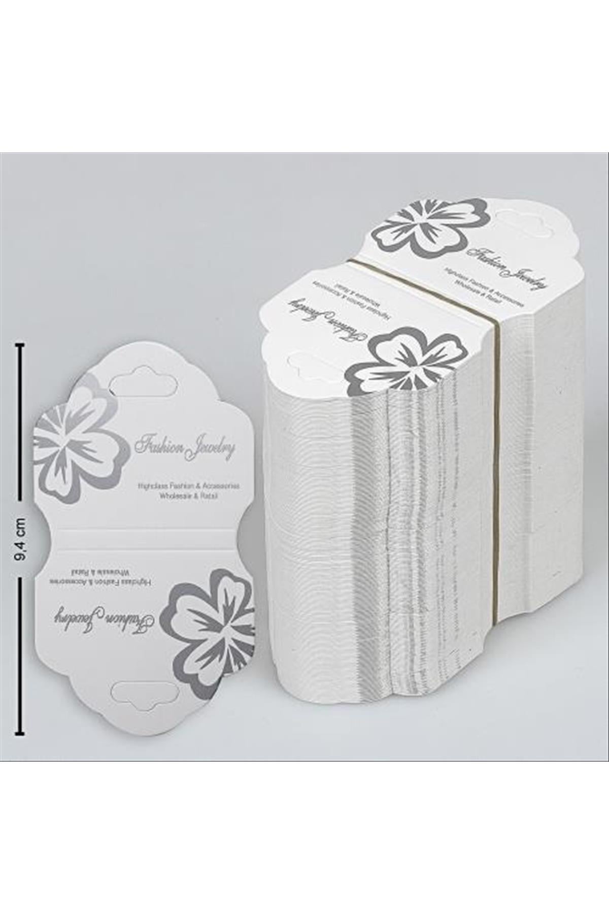 Çiçekli Kolye Kartı - Beyaz