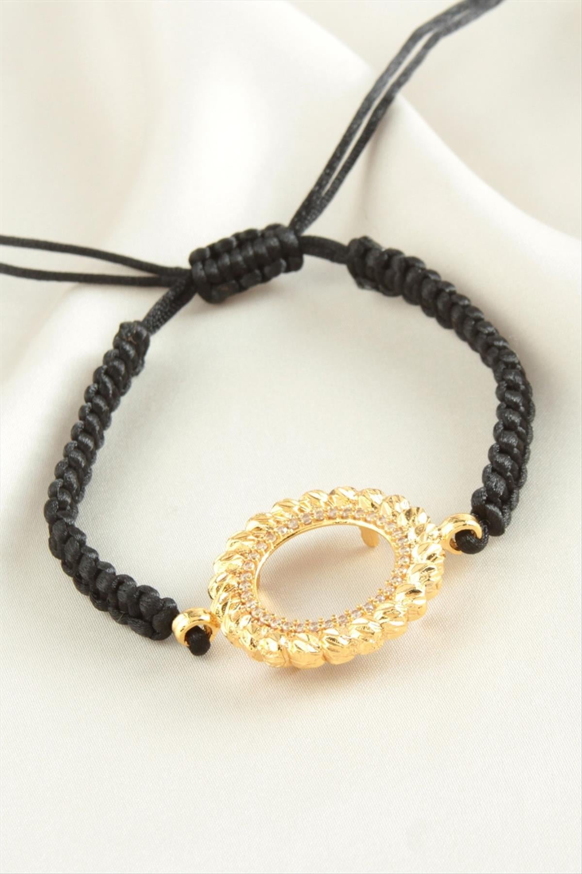 Çyrek Altın Koyulabilir Makrome Örgülü Bileklik