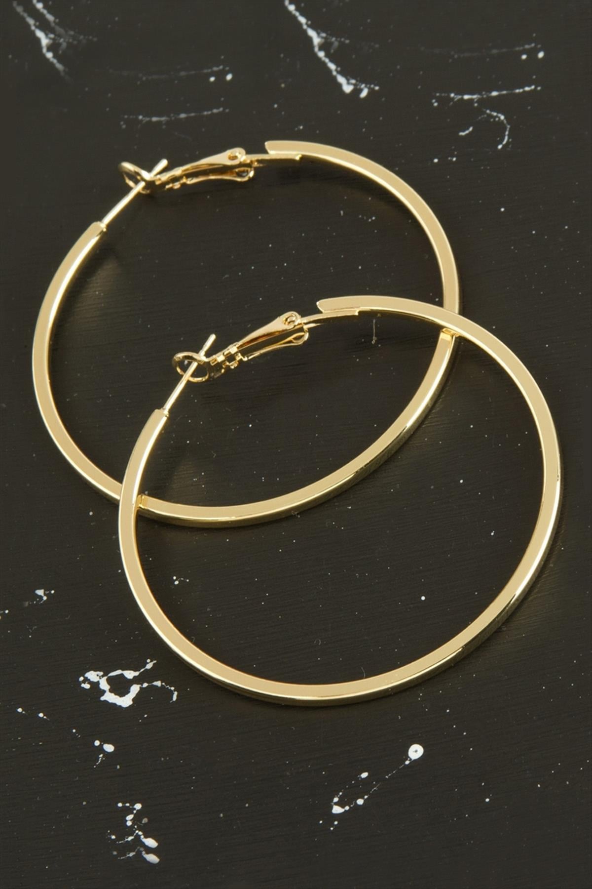 Ezme Lüks Çelik Halka Küpe 4 cm-Sarı