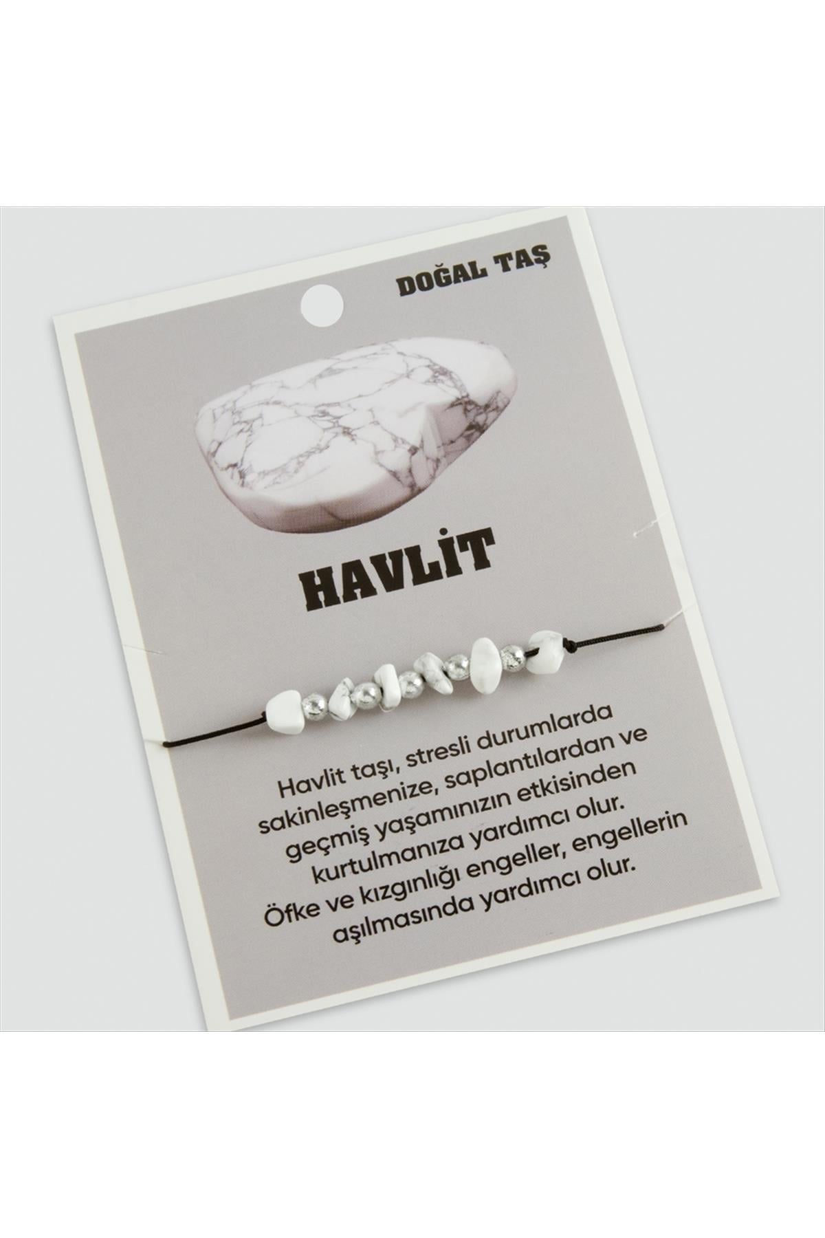 Havlit Doğaltaşlı İp Bileklik-Beyaz