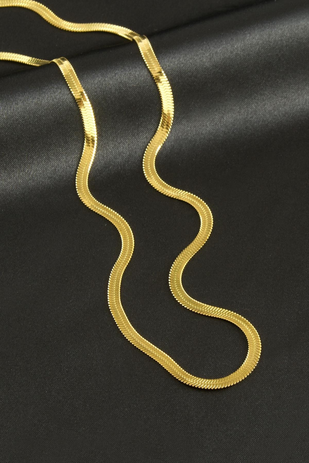 İtalyan Zincir Çelik Kolye 60 cm-Sarı