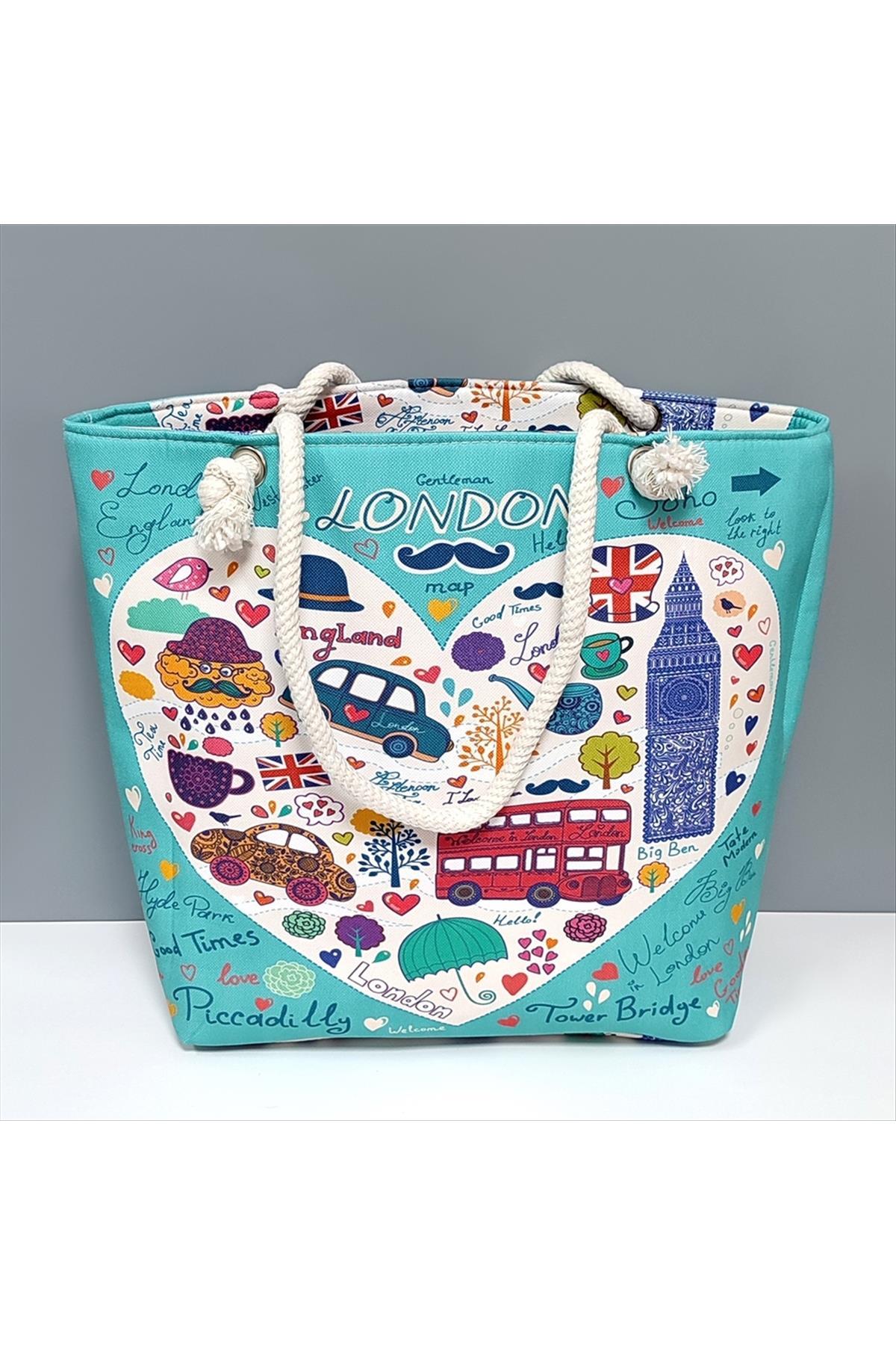 Kalp Desenli Plaj Çantası