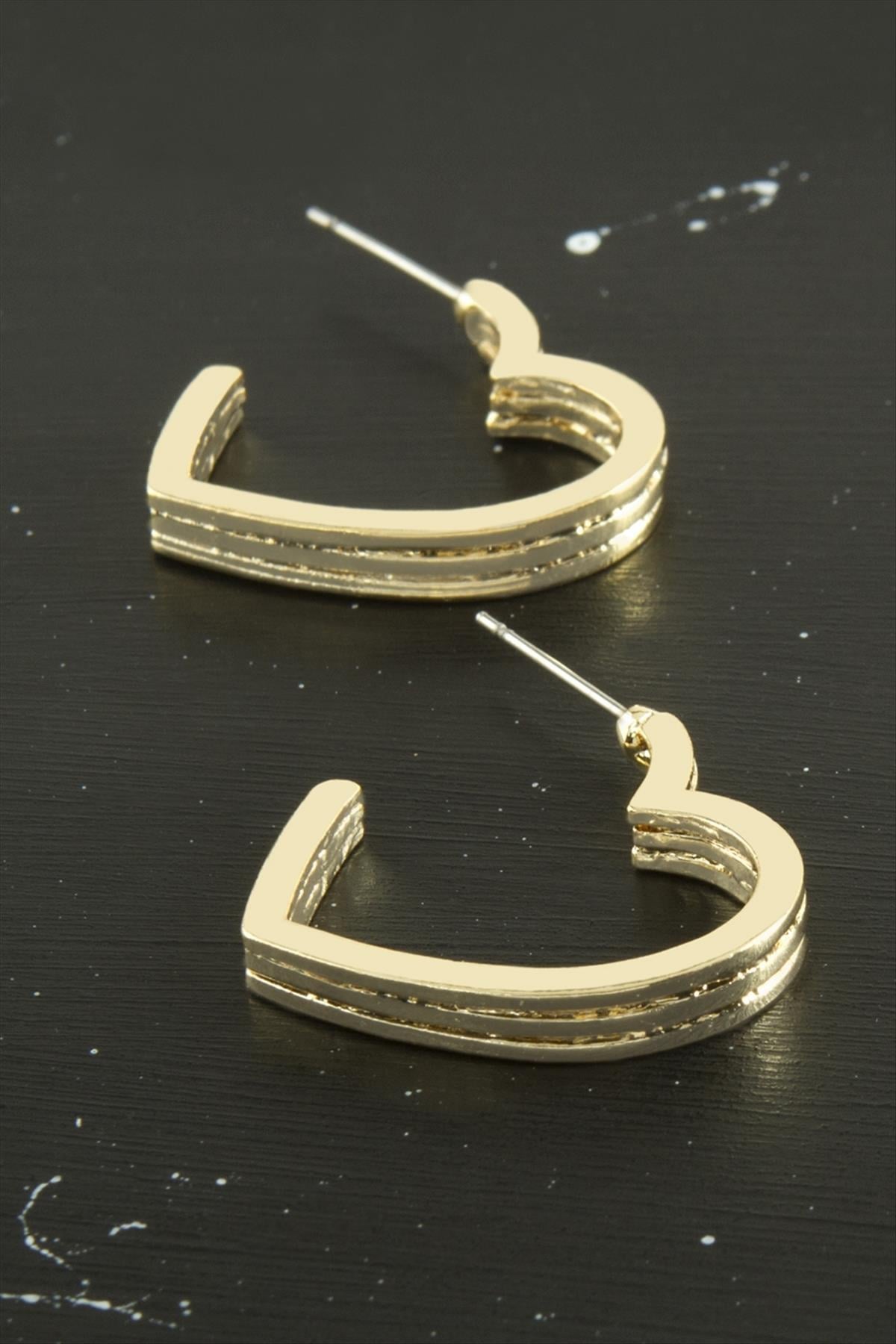 Kalp Trend Metal Küpe-Sarı