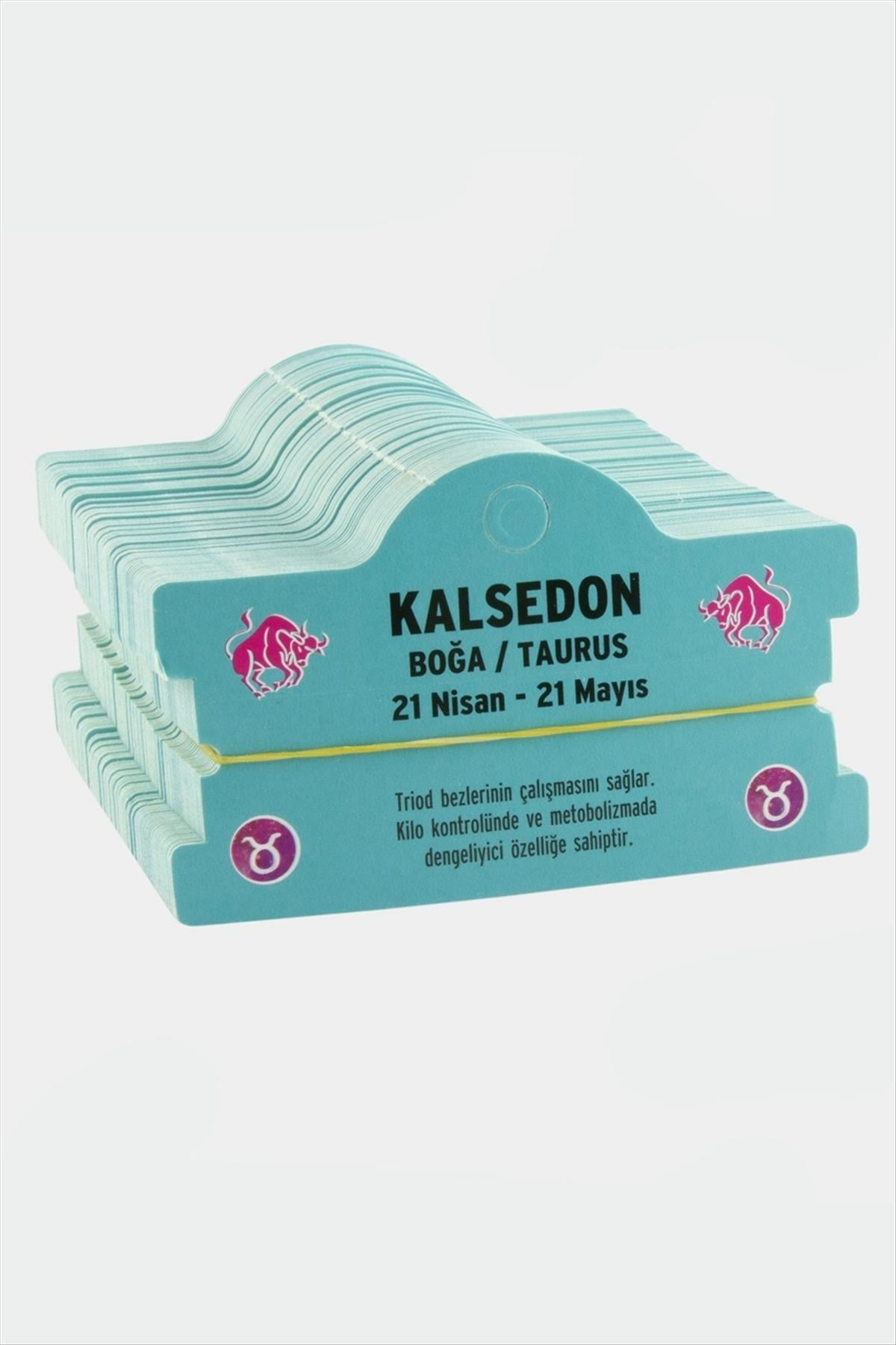 Kalsedon - Boğa Burç Bileklik Kartı-Açık Mavi