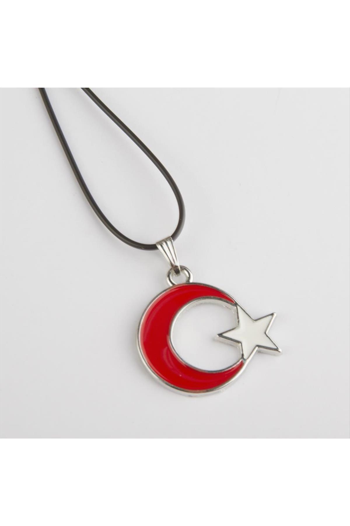 Kırmızı Ayyıldız Kolye-Siyah
