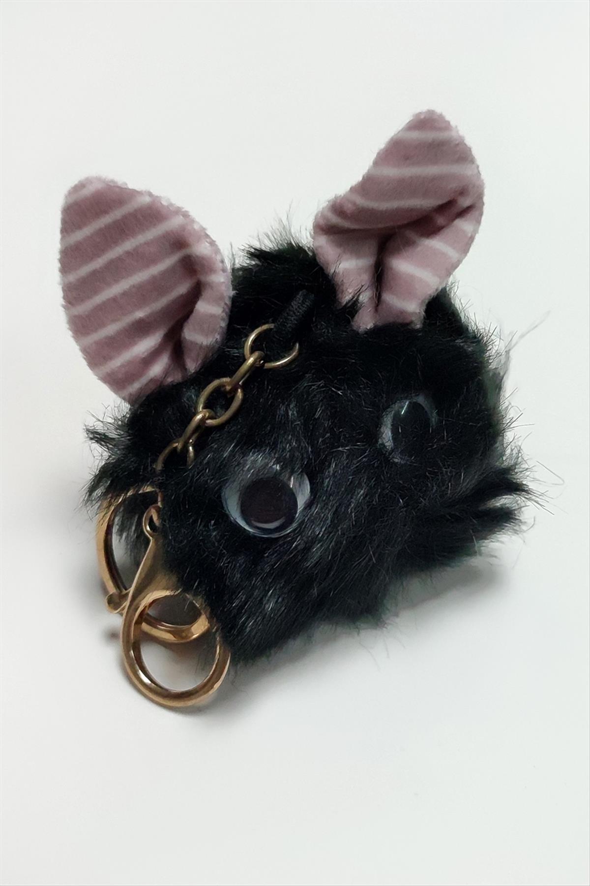 Kulaklı Tüylü Peluş Anahtarlık-Renkli
