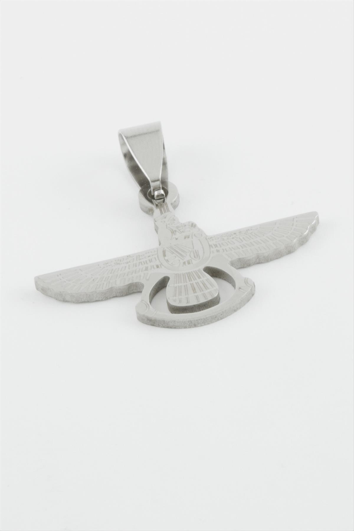 Kuş Çelik Kolye Ucu 3 cm-Gümüş Rengi