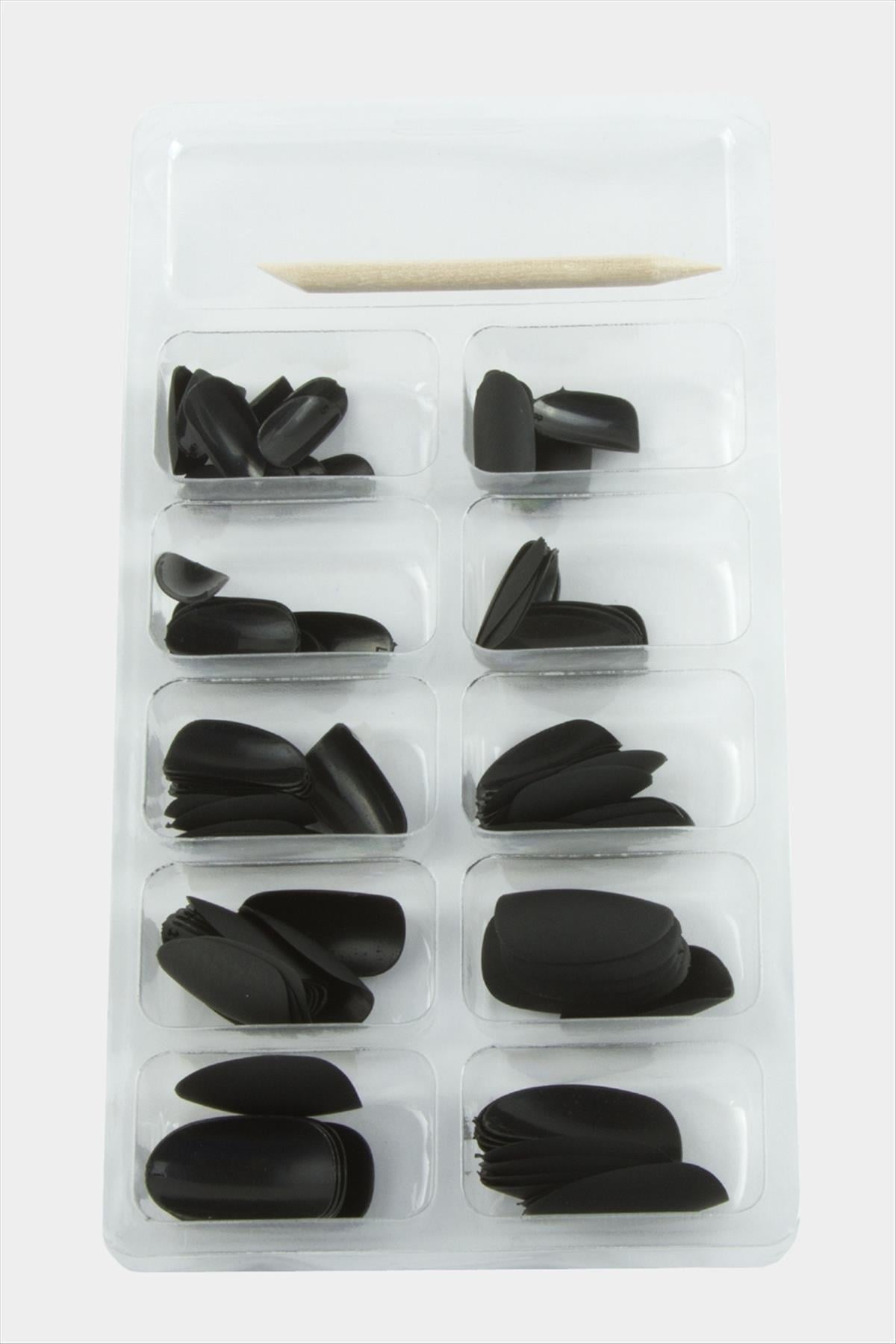Misyul Oval Mat Takma Tırnak 100 Adet-Siyah