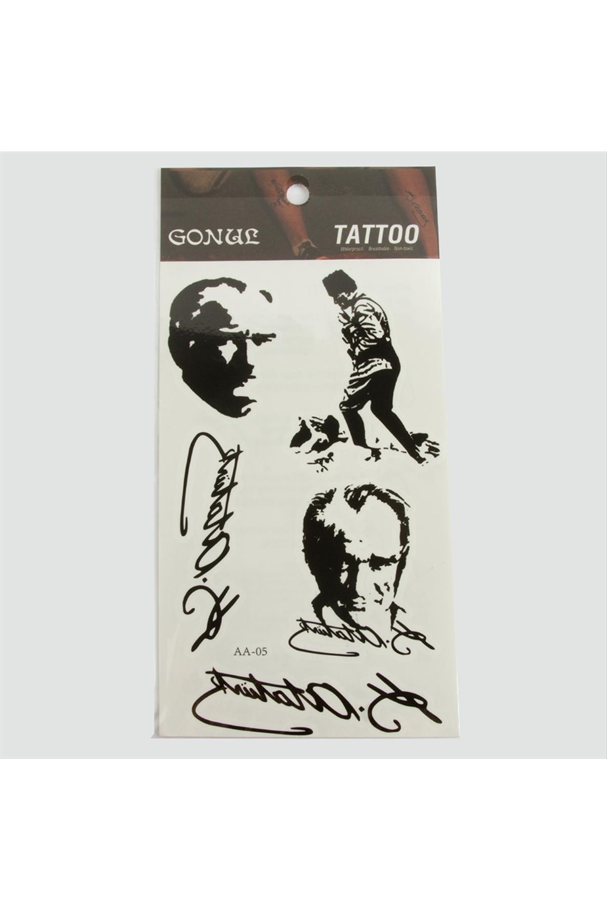 Mustafa Kemal Atatürk Tattoo Dövme Sticker - Beyaz