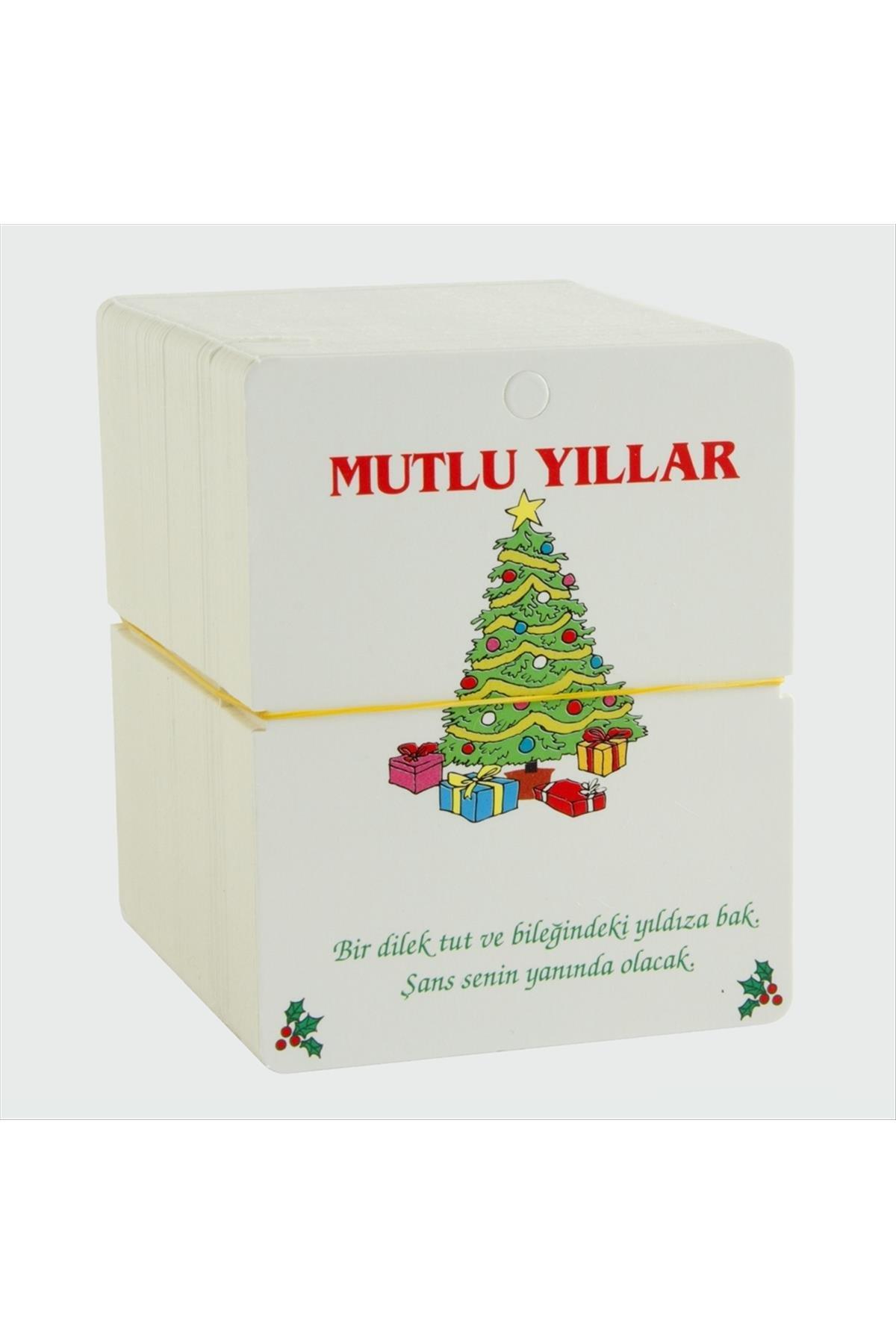 Mutlu Yıllar Bileklik Kartı 200 Adet-Beyaz