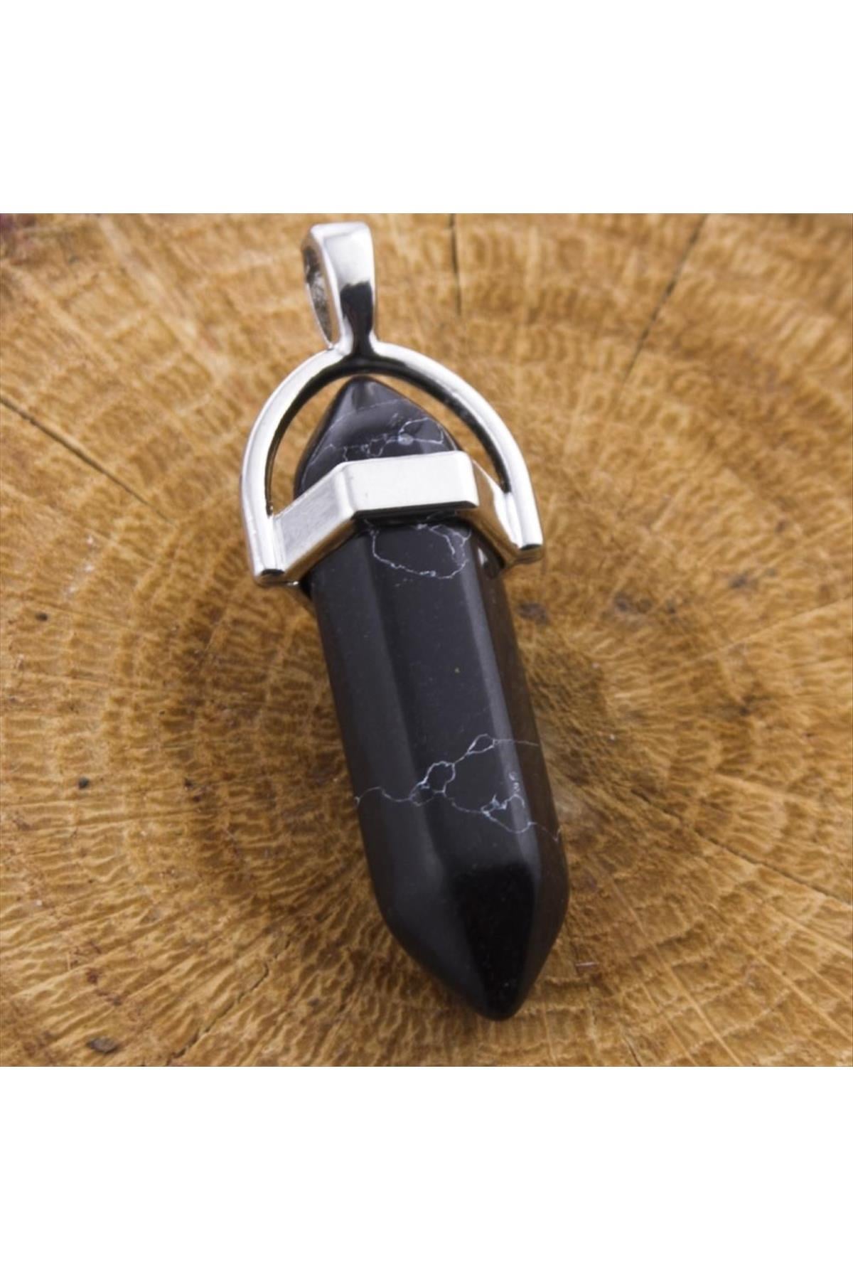 Obsidyen Point Kolye Ucu Siyah