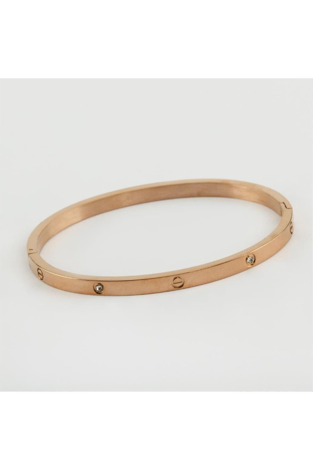 Orjinal Crt Taşlı Çelik Bileklik İnce